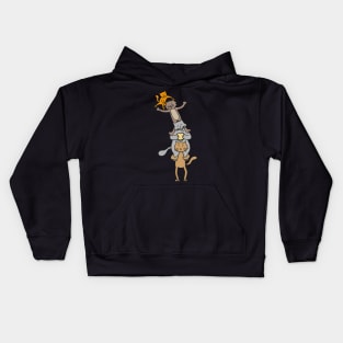 Cutie kitties awkwardly playing sports and gymnastics, falling down Kids Hoodie